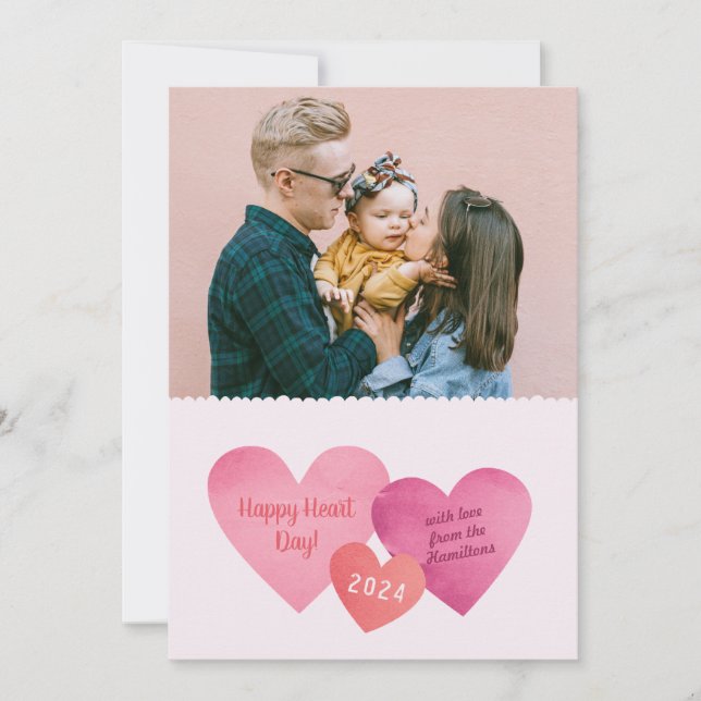 Coeurs papier Valentines Carte photo de la journée (Devant)