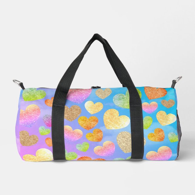 Coeurs personnalisés dans le petit sac à duffle Sk (Recto)