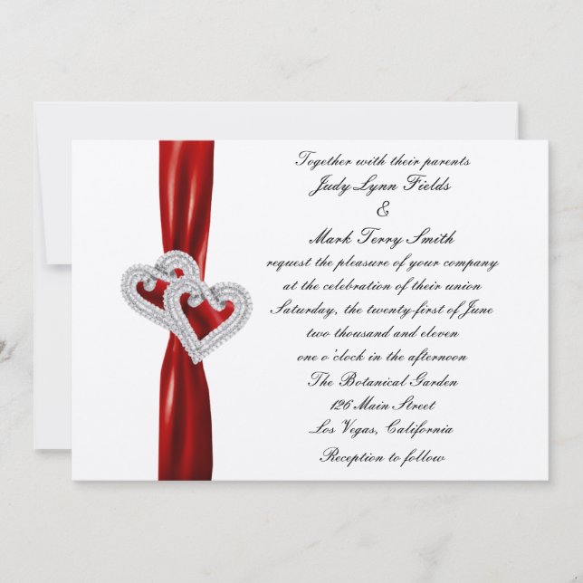 Coeurs personnalisés Faire-part de mariage de ruba (Devant)