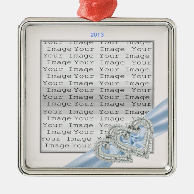 Coeurs personnalisés Ice Blue Ribbon Ornement (Devant)