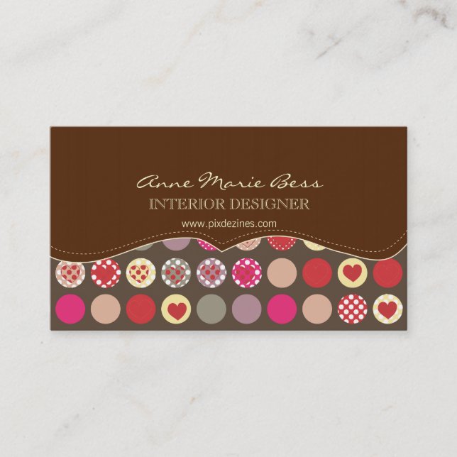 Coeurs/Pois cartes de visite au chocolat (Devant)
