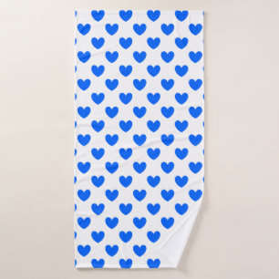 Coeurs polka bleu sur blanc