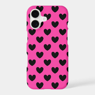 Coeurs polka noirs sur rose fuchsia