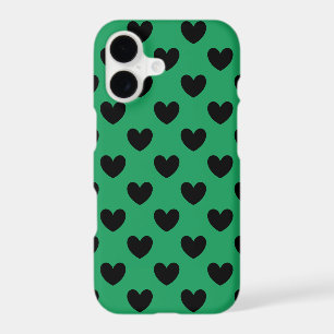Cœurs polka noirs sur vert Kelly
