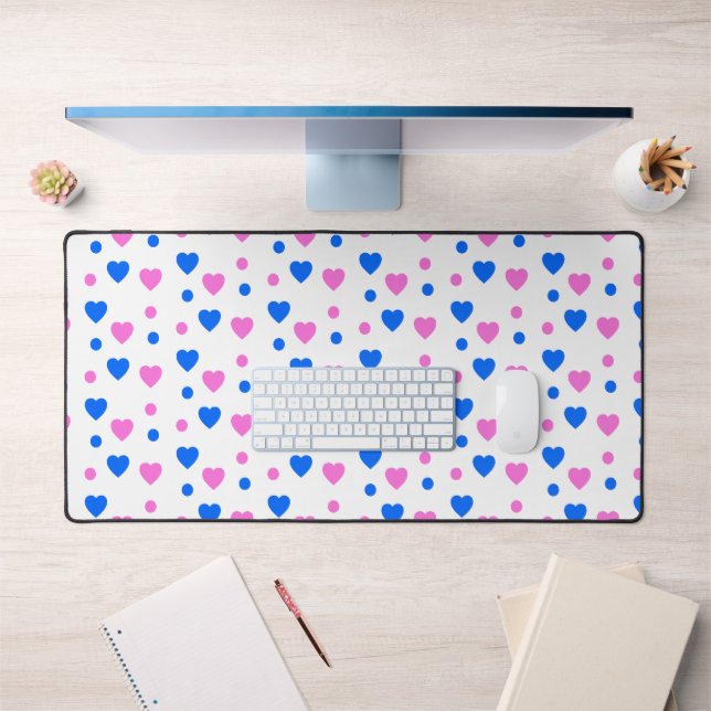 Coeurs rose et bleu et Motif Pois (Bureau 1)