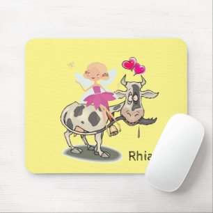 Coeurs rose Fée Vache Pad Souris! Tapis de souris