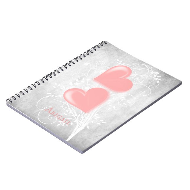 Coeurs roses Carnet personnalisé (Côté gauche)