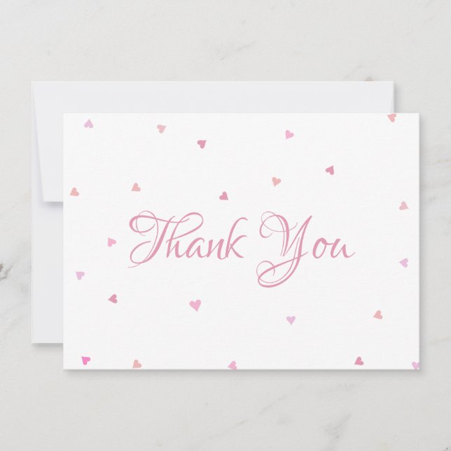 Cœurs roses Confettis Script Merci (Devant)