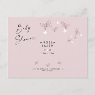 Coeurs roses et papillons Baby shower Invitation P