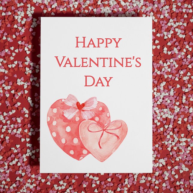 Cœurs roses et rouges avec rubans Carte de la Sain (Pink and Red Hearts With Bows Valentine's Day Card
)