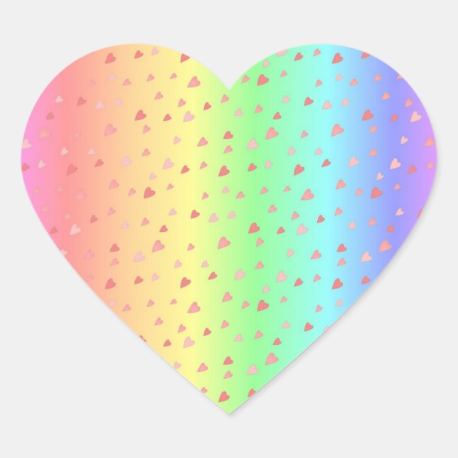 Coeurs roses Gradient Pastel Sticker Coeur arc-en- (Devant)