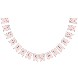 Coeurs roses mignons Fille's Rule Bunting drapeaux