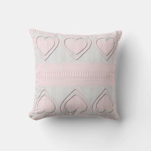 Coeurs roses - Motif rétro - Coussin