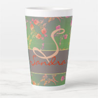 Coeurs roses Mousse pourpre Moss Latte Mug