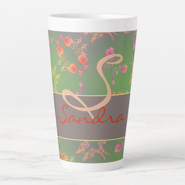 Coeurs roses Mousse pourpre Moss Latte Mug (Devant)