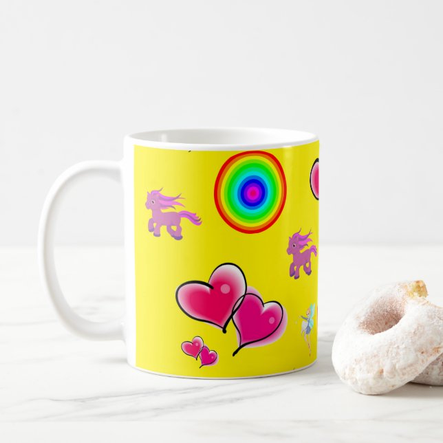 Coeurs roses Mug (Avec donut)