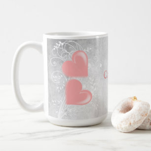 Coeurs roses Mug de café personnalisé