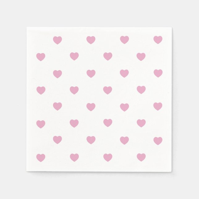 Cœurs roses pastel, serviettes en papier pour la S (Devant)