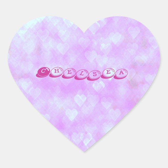 Coeurs roses - Sticker de nom personnalisable (Devant)