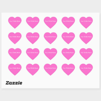 Coeurs roses Stickers de nom Customisé