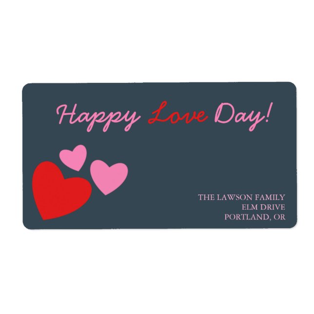 Coeurs rouge et rose - étiquette de la Saint-Valen (Devant)