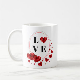 Coeurs rouges Aimer Romantique Thé Tasse de café M