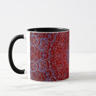 Coeurs rouges et Mug en dentelle bleue