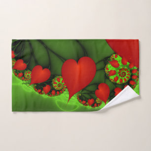 Coeurs rouges Lime vert Moderne Art Abstrait fract