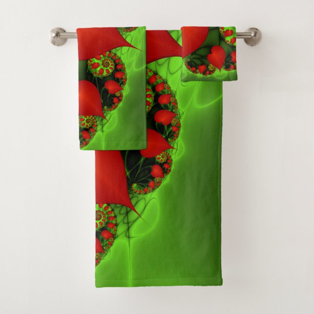 Coeurs rouges Lime vert Moderne Art Abstrait fract (En situation)