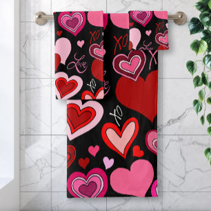 Cœurs rouges roses noirs Motif d'amour