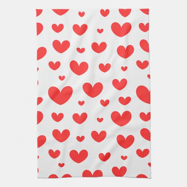 Coeurs rouges Serviettes de cuisine (Vertical)