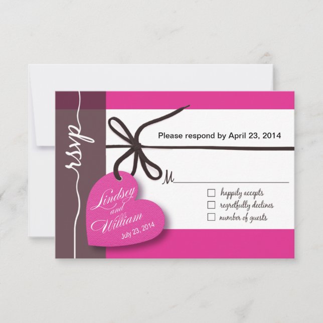 Coeurs RSVP 1 Réponse fuschia (Devant)