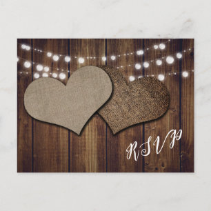 Coeurs rustiques Mariage RSVP Carte Postale Choix 