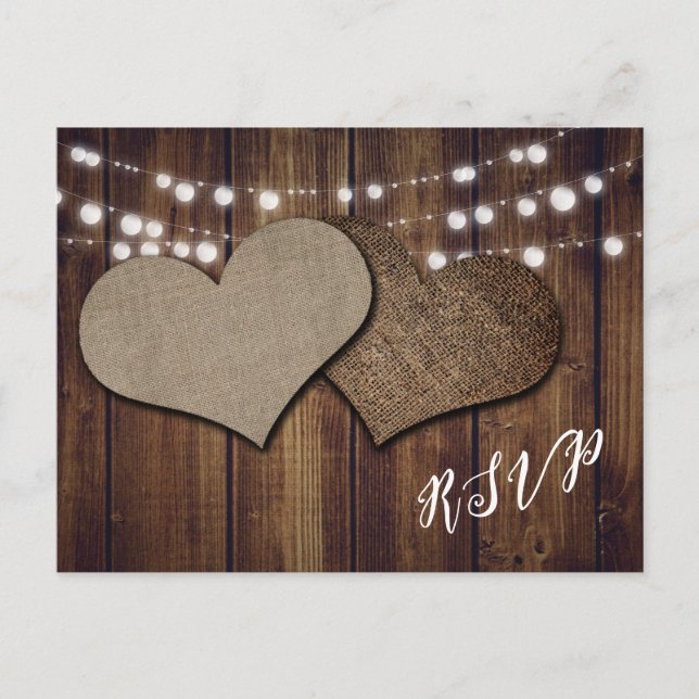 Coeurs rustiques Mariage RSVP Carte Postale Choix  (Devant)