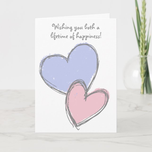 Coeurs simples de griffonnage épousant la carte de (Devant)