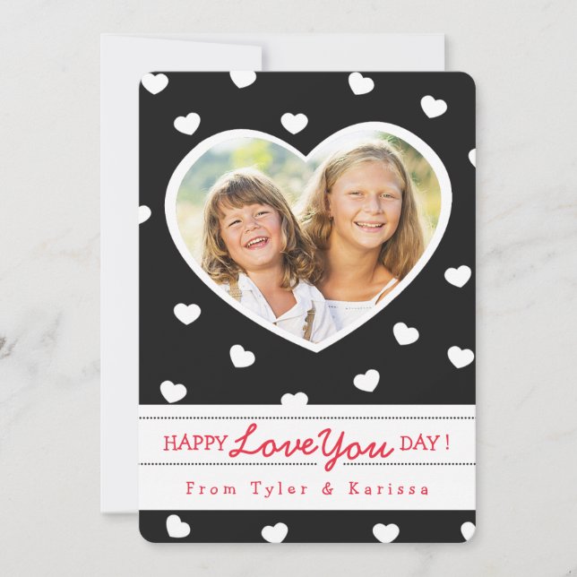 Coeurs sucrés noirs et blancs Valentine Carte phot (Devant)
