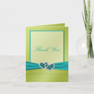 Coeurs sur Plis de citron vert Merci Carte de note