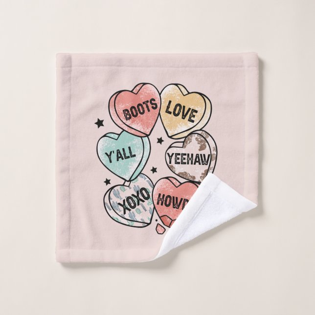 Coeurs thématiques Cowboy Cowgirl (Gant de toilette)
