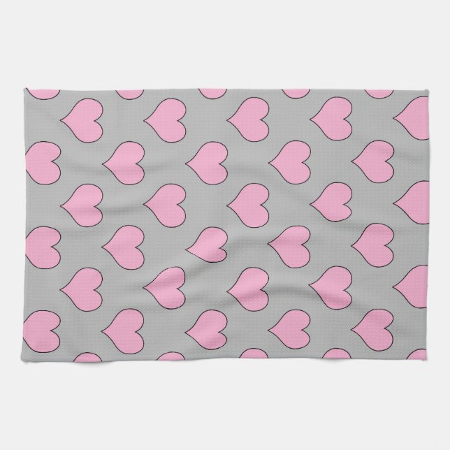 Coeurs valentine rose motif serviette de cuisine (Horizontal)