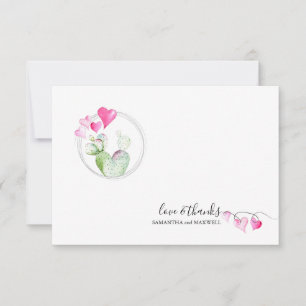 Coeurs Valentines Jour Carte de remerciements Cact