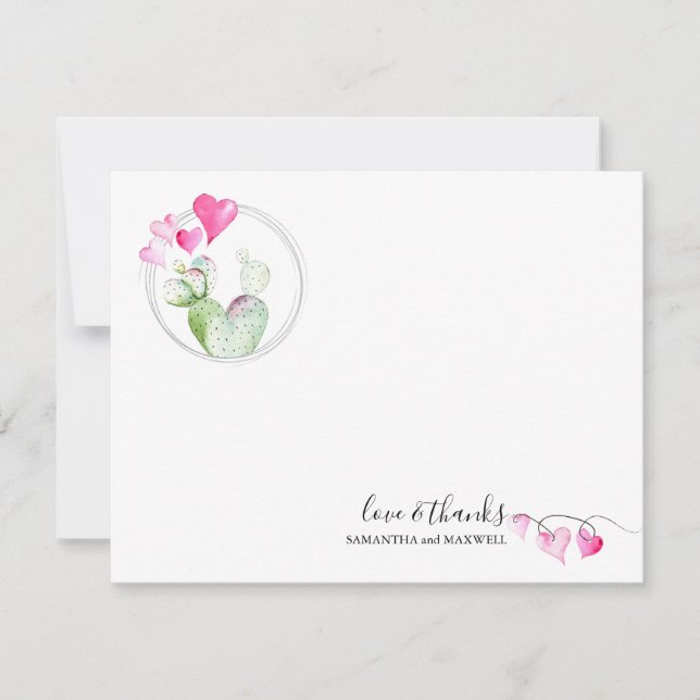 Coeurs Valentines Jour Carte de remerciements Cact (Devant)