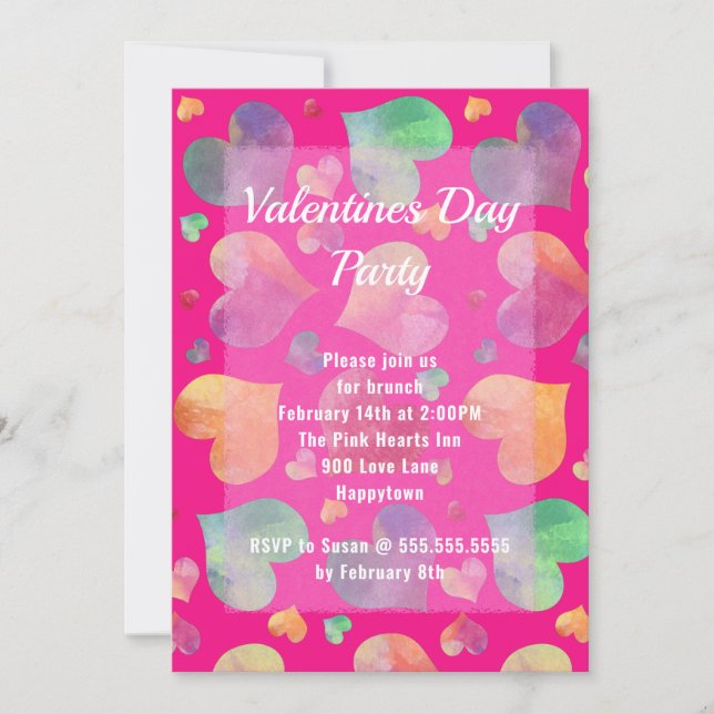 Coeurs Valentines Jour Fête Invitation (Devant)