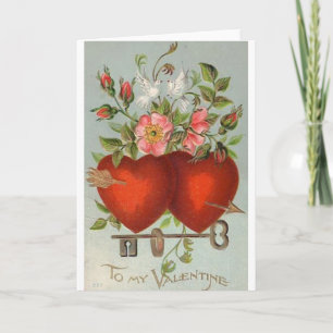 Coeurs verrouillés victoriens Carte Saint-Valentin