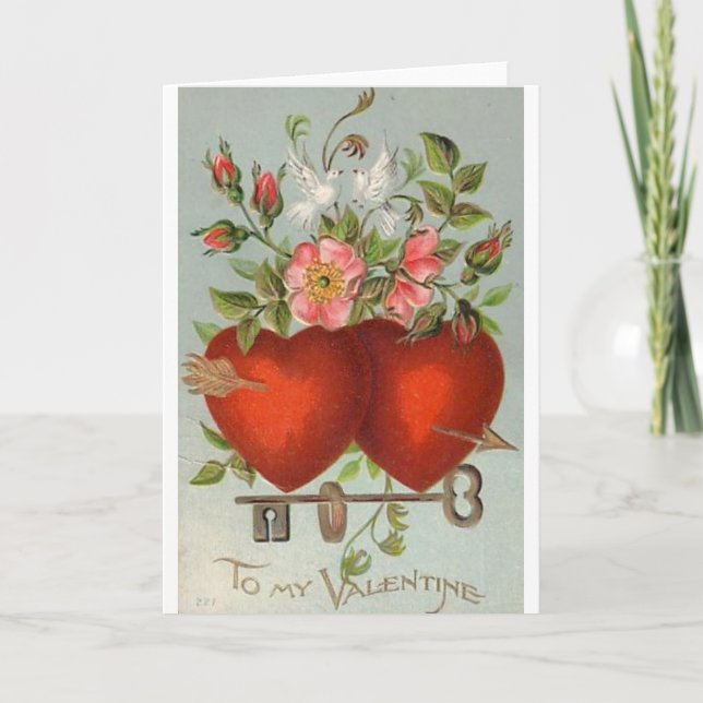 Coeurs verrouillés victoriens Carte Saint-Valentin (Devant)