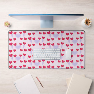Coeurs violet et rouge motif rose