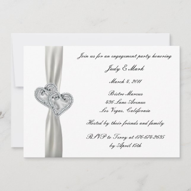Coeurs White Mariage Engagement Party Invitation (Devant)