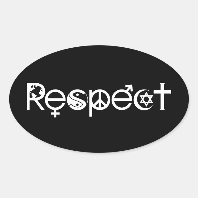 Coexist with Respect - Peace Kindness & Tolerance Oval Sticker (Front)