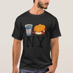 Coffe And Hamburger Bacon Egg NY Retro Vintage Gra T-Shirt