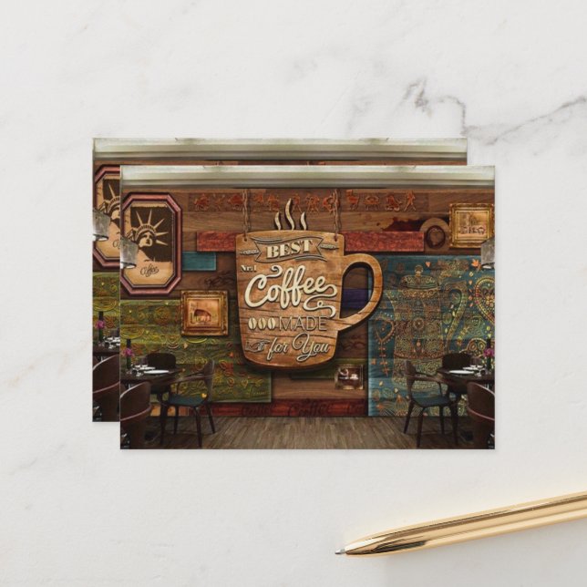 Coffe Cafe Postcard (Front/Back In Situ)