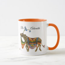 Coffe Mug, orange, cute colourful donkey
